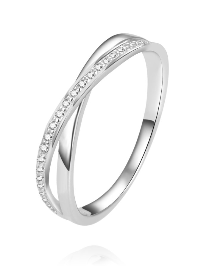 Beneto Půvabný dvojitý prsten ze stříbra se zirkony AGG225_2 58 mm - Prsteny Prsteny s kamínkem