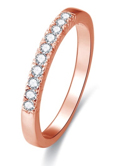 Beneto Růžově pozlacený stříbrný prsten s krystaly AGG188 50 mm - Prsteny Prsteny s kamínkem