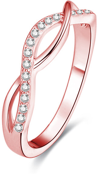 Beneto Růžově pozlacený stříbrný prsten s krystaly AGG191 56 mm - Prsteny Prsteny s kamínkem