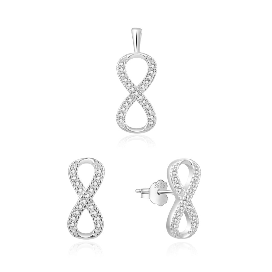 Beneto Stříbrná souprava šperků nekonečno AGSET263L (přívěsek, náušnice) - Sety šperků Soupravy šperků