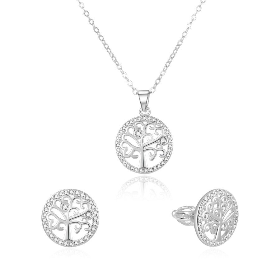 Beneto Stříbrná souprava šperků strom života AGSET213SR (náhrdelník, náušnice) - Náušnice Pecky