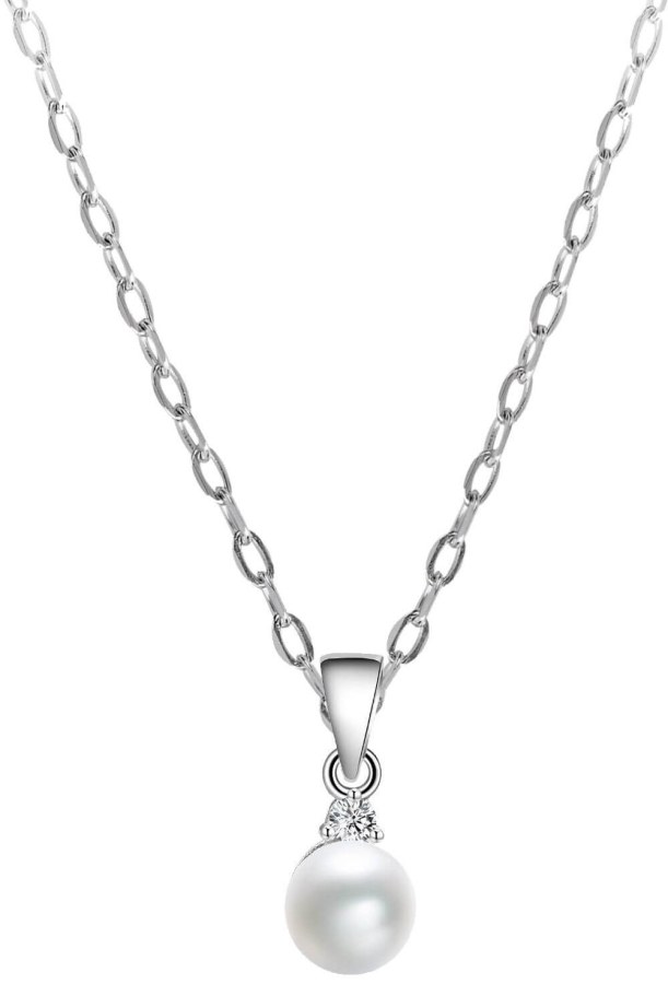 Beneto Stříbrný náhrdelník s pravou perlou AGS906/45 (řetízek, přívěsek) - Náhrdelníky