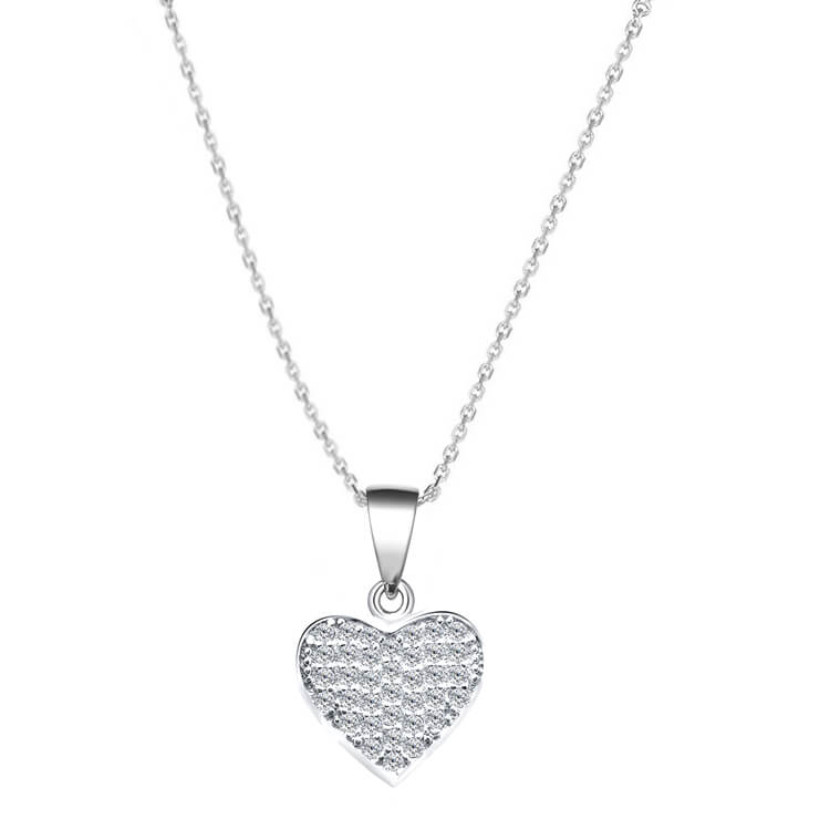 Beneto Stříbrný náhrdelník se srdcem AGS1131/47 (řetízek, přívěsek) - Náhrdelníky