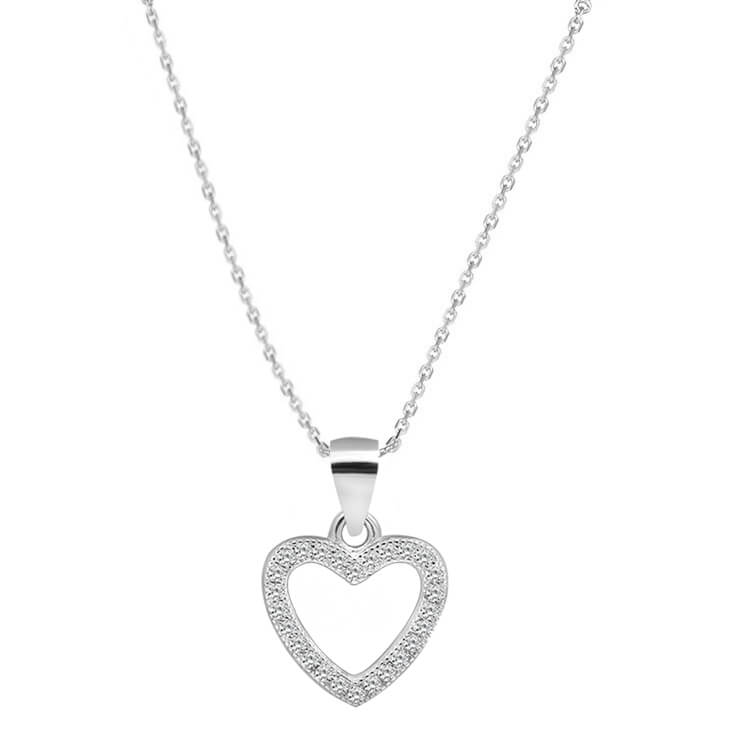 Beneto Stříbrný náhrdelník se srdíčkem AGS1130/47 (řetízek, přívěsek) - Náhrdelníky