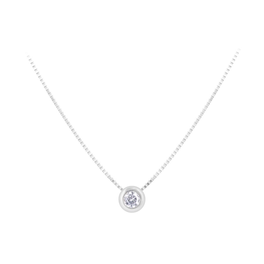 Beneto Stříbrný náhrdelník se zirkonem AGS56/47 (řetízek, přívěsek) - Náhrdelníky