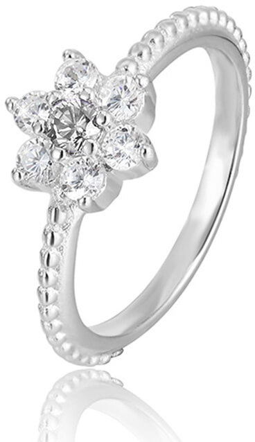 Beneto Stříbrný prsten s kytičkou AGG211 60 mm - Prsteny Prsteny s kamínkem