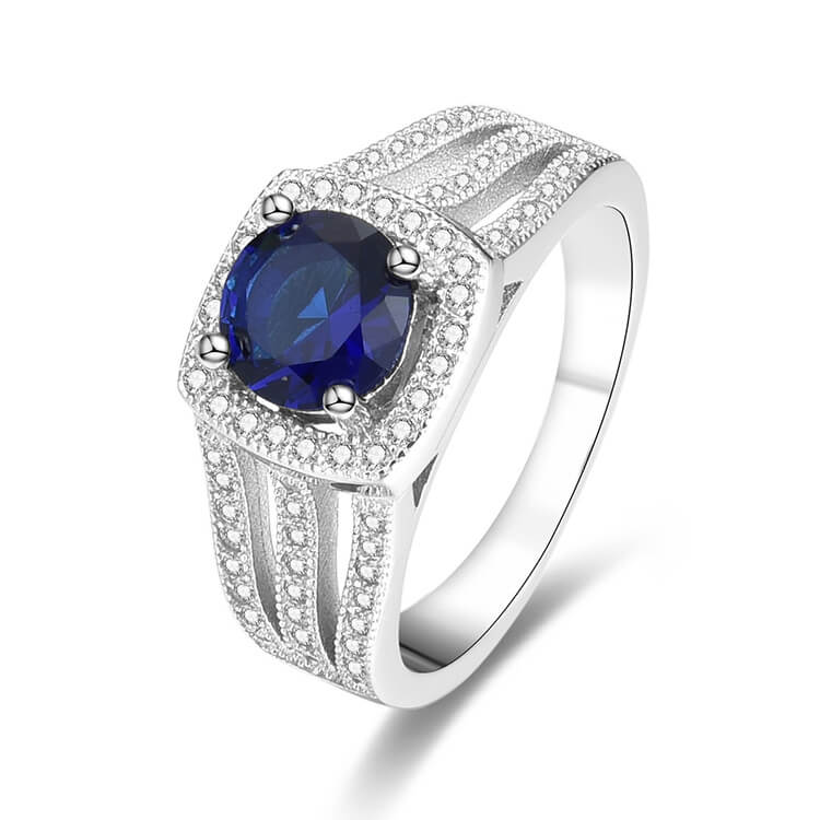 Beneto Stříbrný prsten s modrým krystalem AGG326 50 mm - Prsteny Prsteny s kamínkem