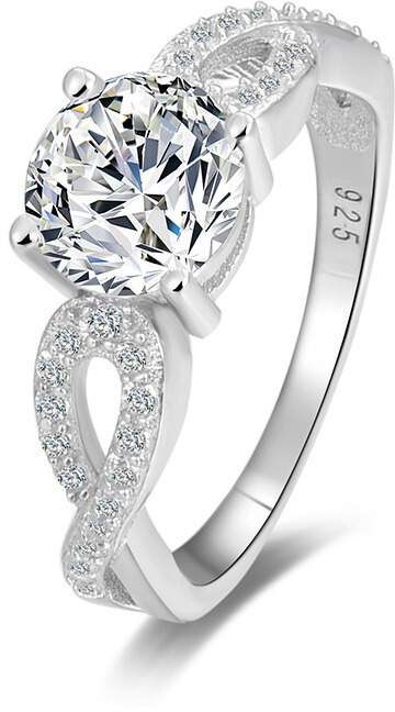 Beneto Stříbrný prsten s třpytivými krystaly AGG204 50 mm - Prsteny Prsteny s kamínkem