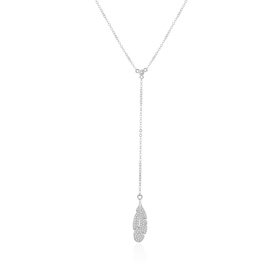 Beneto Stylový stříbrný náhrdelník s peříčkem AGS986/47 - Náhrdelníky