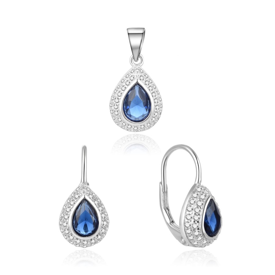 Beneto Třpytivá stříbrná souprava šperků se zirkony AGSET174L (přívěsek, náušnice) - Sety šperků Soupravy šperků