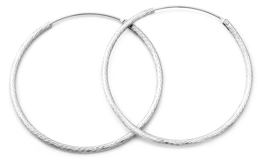 Beneto Třpytivé stříbrné kruhové náušnice AGUC1240/N 4,5 cm - Náušnice Kruhy