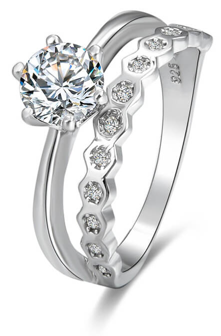 Beneto Třpytivý dámský prsten se zirkony AGG384 50 mm - Prsteny Prsteny s kamínkem
