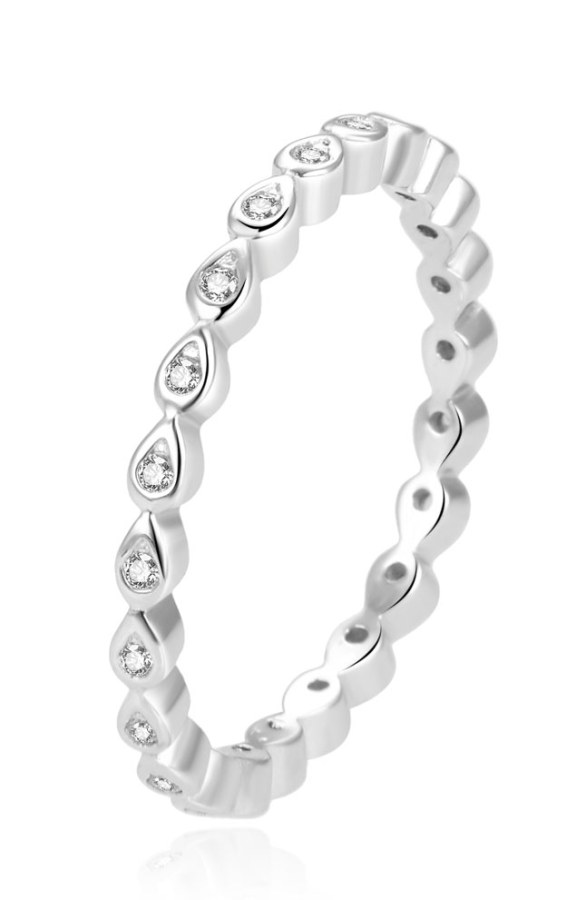 Beneto Třpytivý stříbrný prsten AGG371L 58 mm - Prsteny Prsteny s kamínkem
