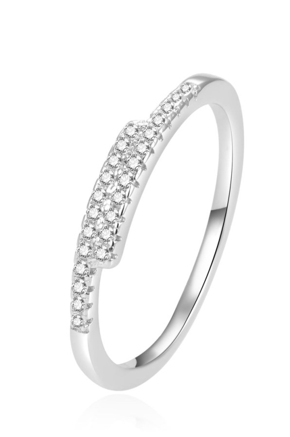 Beneto Třpytivý stříbrný prsten se zirkony AGG259 52 mm - Prsteny Prsteny s kamínkem
