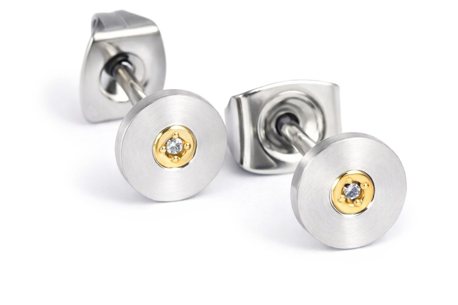 Boccia Titanium Pozlacené titanové náušnice s&nbsp;diamantem 0545-02 - Náušnice Pecky