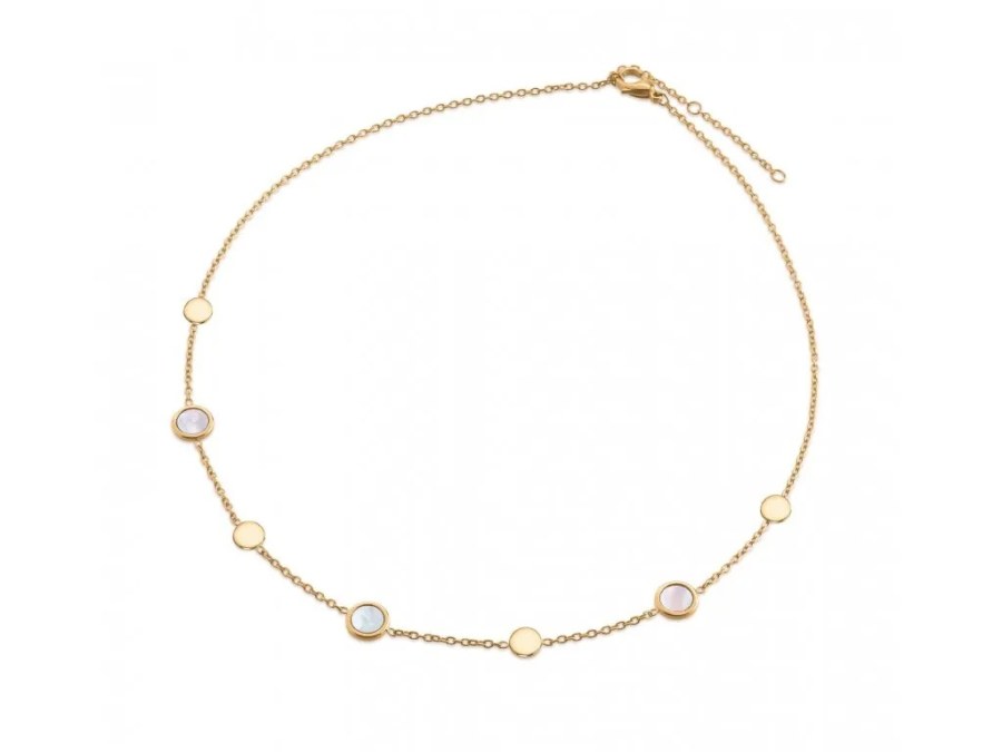 Boccia Titanium Pozlacený titanový náhrdelník s perletí 08056-02 - Náhrdelníky