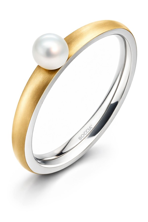 Boccia Titanium Pozlacený titanový prsten s&nbsp;perličkou 0145-02 49 mm - Prsteny Prsteny bez kamínku