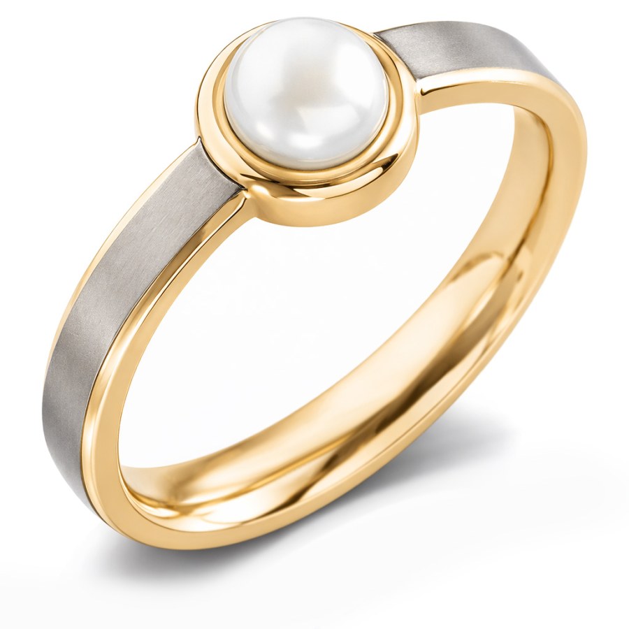 Boccia Titanium Pozlacený titanový prsten s&nbsp;perlou 0137-03 61 mm - Prsteny Prsteny bez kamínku