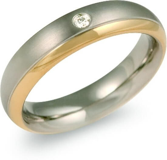 Boccia Titanium Pozlacený titanový snubní prsten s diamantem 0130-12 50 mm - Prsteny Snubní prsteny Snubní prsteny s kamínkem