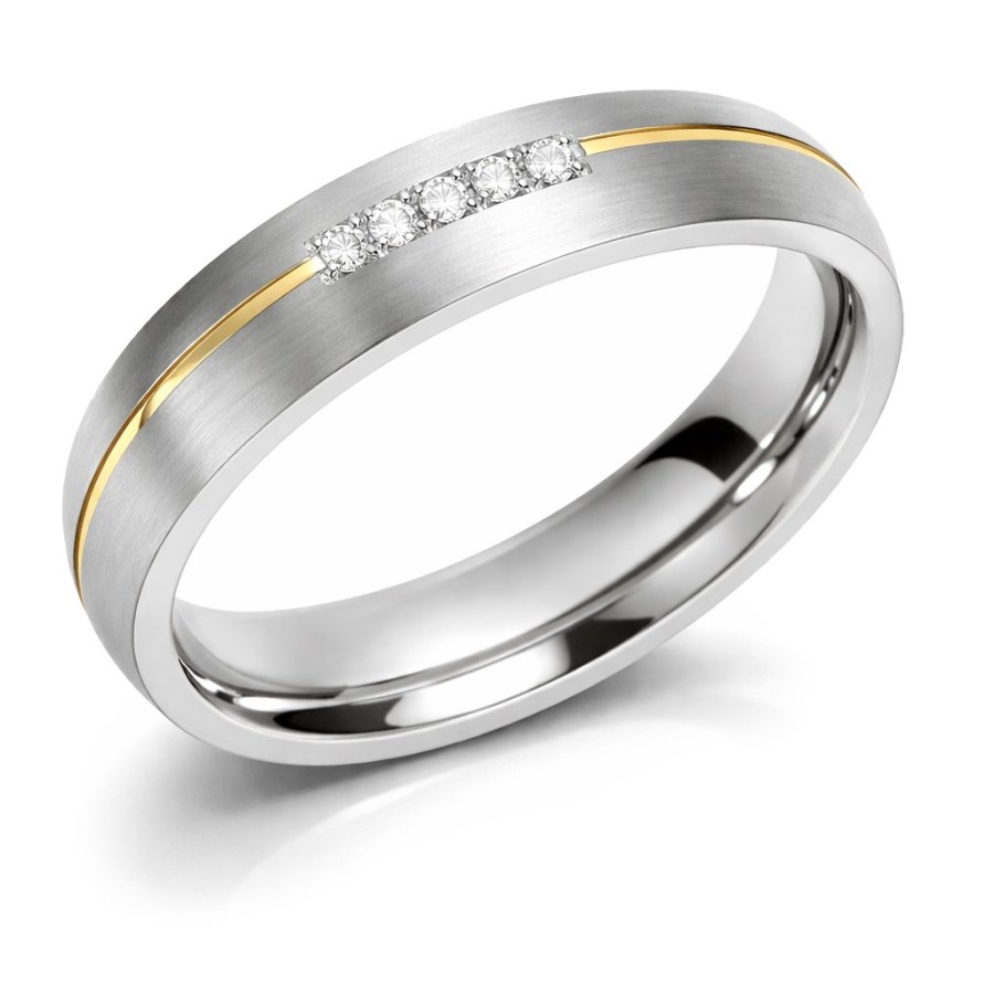 Boccia Titanium Pozlacený titanový snubní prsten s diamanty 0130-04 61 mm