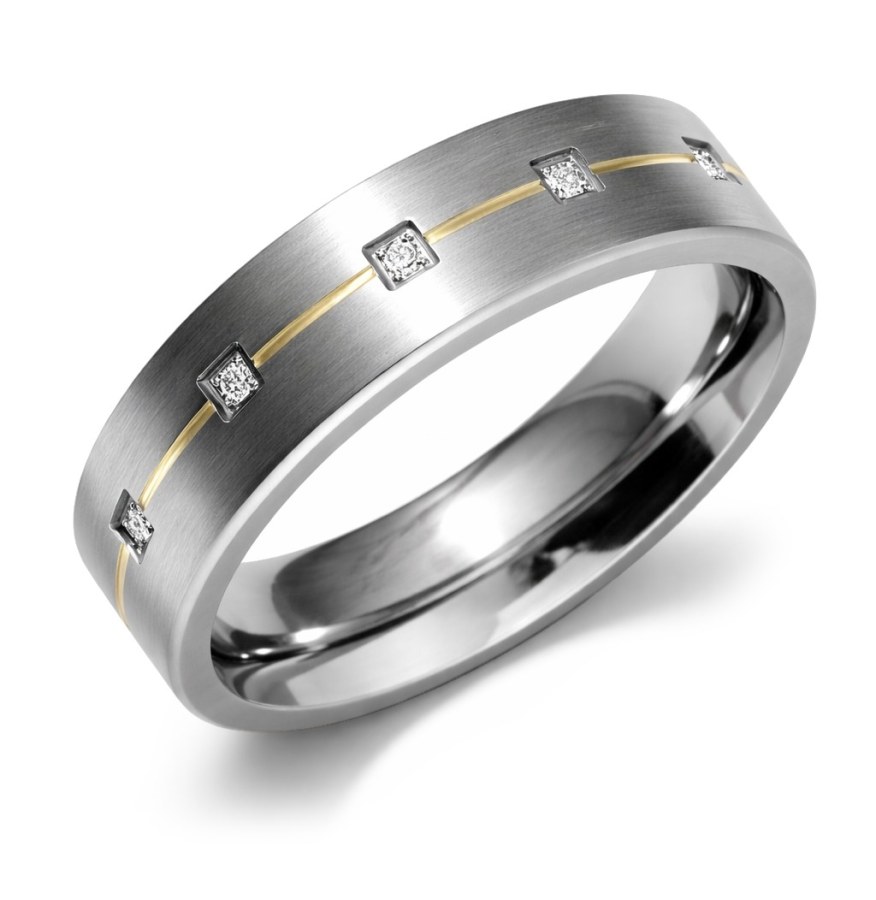 Boccia Titanium Snubní titanový prsten s diamanty 0101-19 62 mm