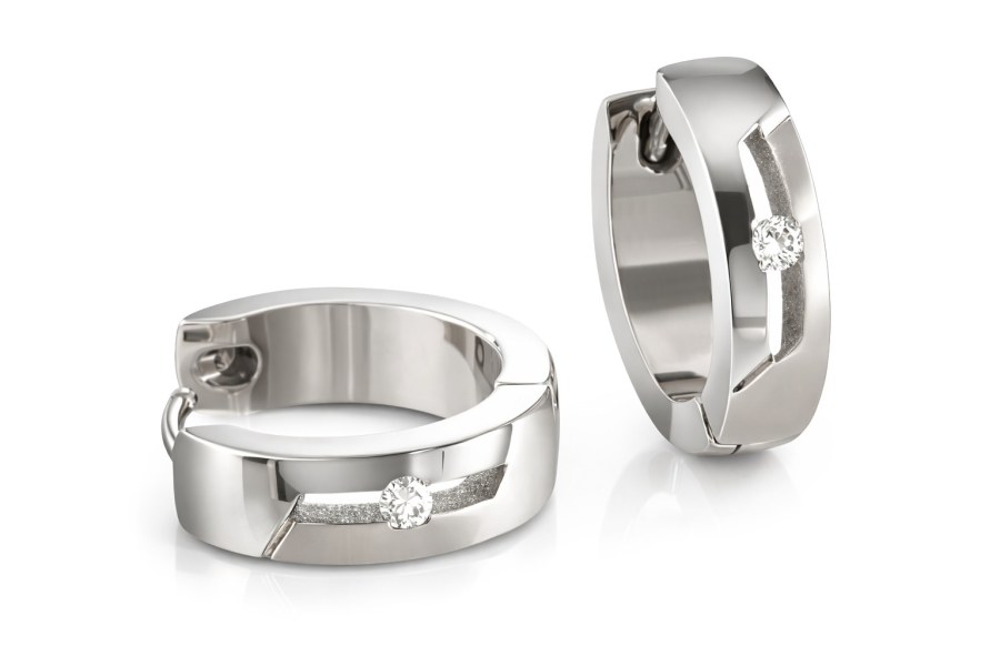 Boccia Titanium Titanové náušnice s&nbsp;diamantem 05045-03 - Náušnice Kruhy