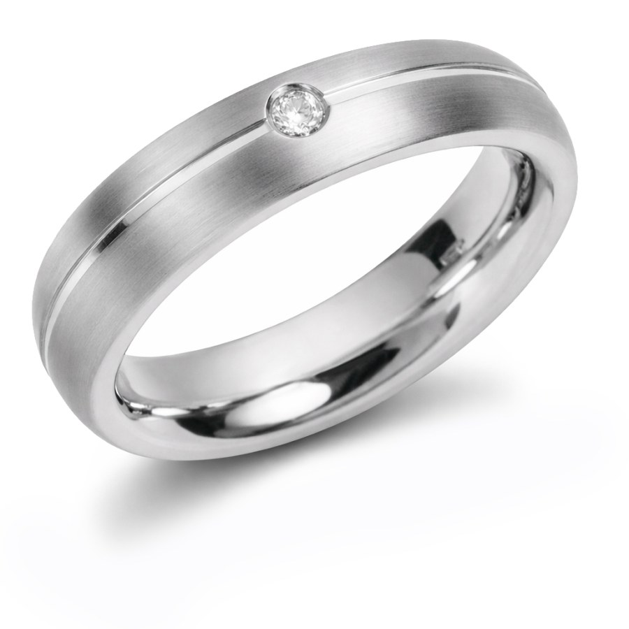 Boccia Titanium Titanový snubní prsten s&nbsp;diamantem 0130-05 62 mm - Prsteny Snubní prsteny Snubní prsteny s&nbsp;kamínkem