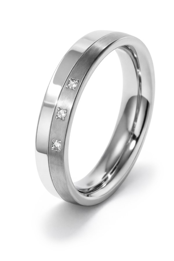 Boccia Titanium Titanový snubní prsten s diamanty 0129-03 50 mm