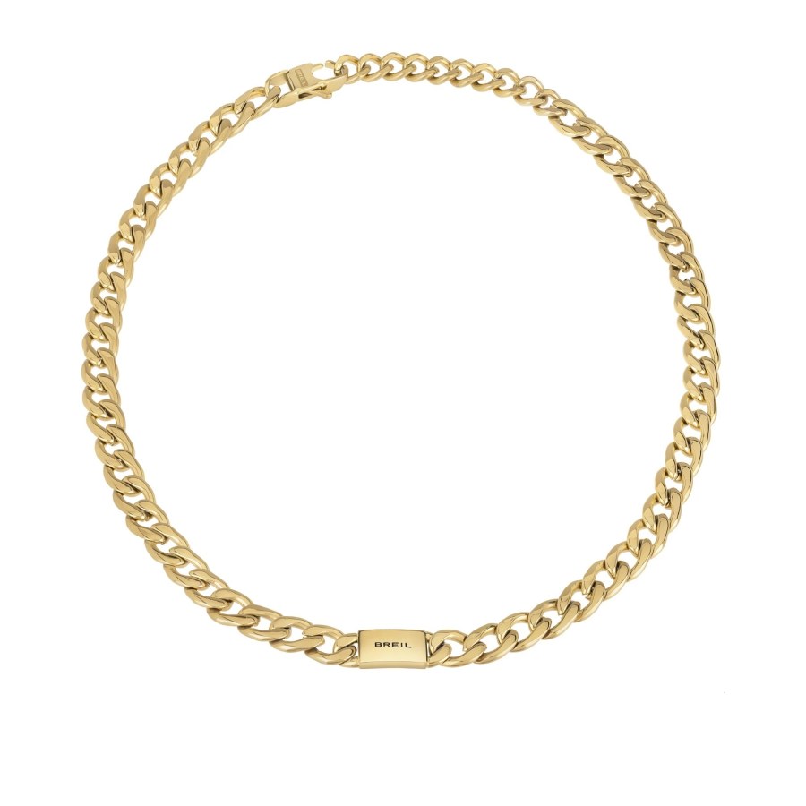 BREIL Slušivý pozlacený náhrdelník Logomania TJ3071 - Náhrdelníky
