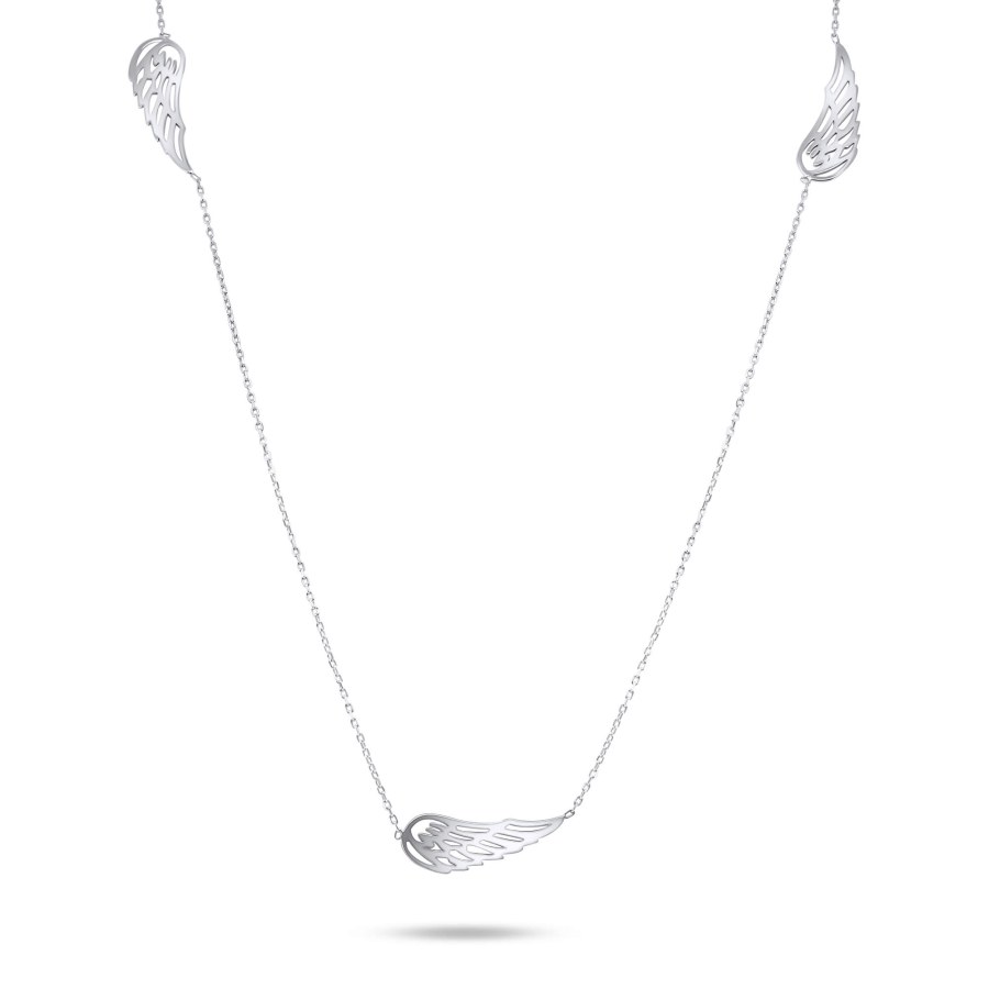 Brilio Hravý náhrdelník z bílého zlata s andělskými křídly NCL067AUW - Náhrdelníky