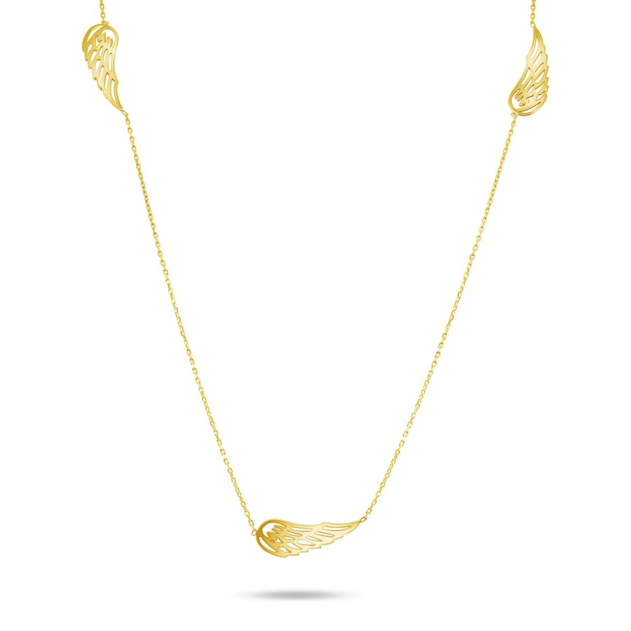 Brilio Hravý náhrdelník ze žlutého zlata s andělskými křídly NCL067AUY - Náhrdelníky