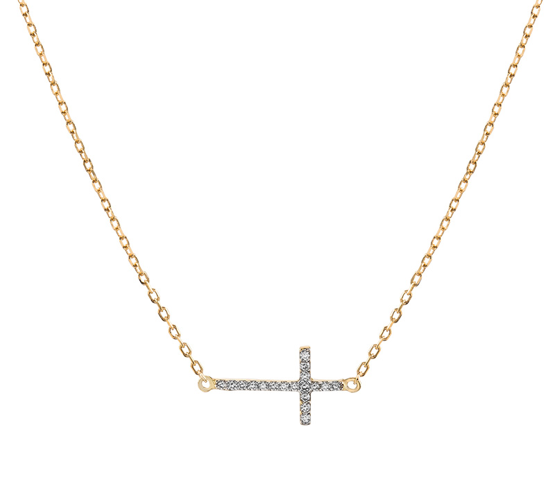 Brilio Krásný náhrdelník ze žlutého zlata s křížkem 14/774.402ZIR Esp - Náhrdelníky