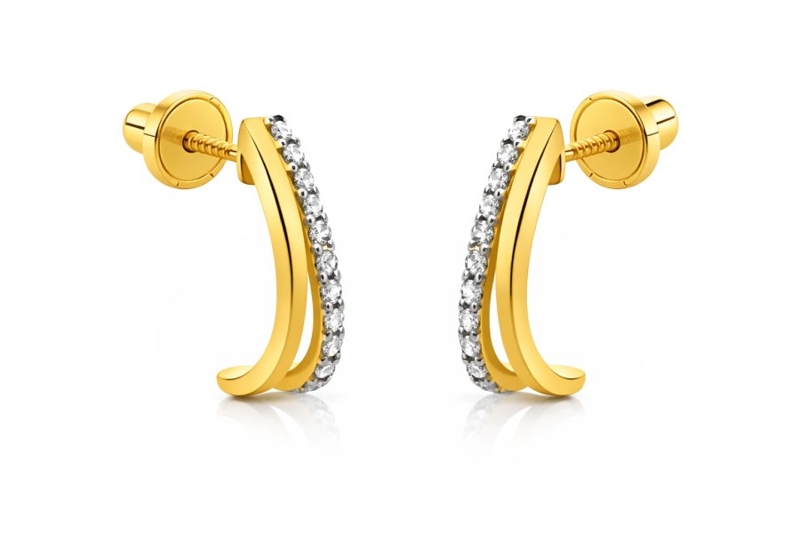 Brilio Něžné náušnice ze žlutého zlata se zirkony 14/177.882/17ZIR - Náušnice Pecky