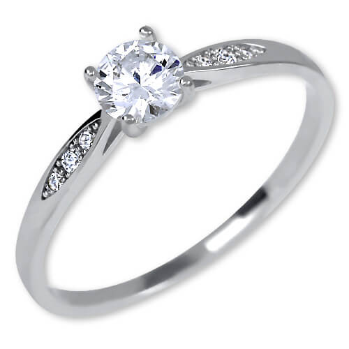 Brilio Něžný dámský prsten z bílého zlata 229 001 00809 07 50 mm - Prsteny Zásnubní prsteny