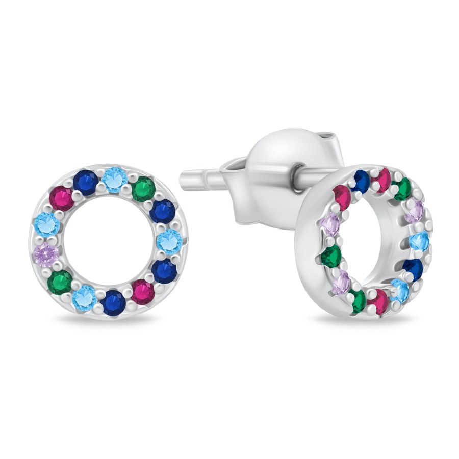 Brilio Silver Blyštivé stříbrné náušnice kruhy EA102WRBW - Náušnice Pecky