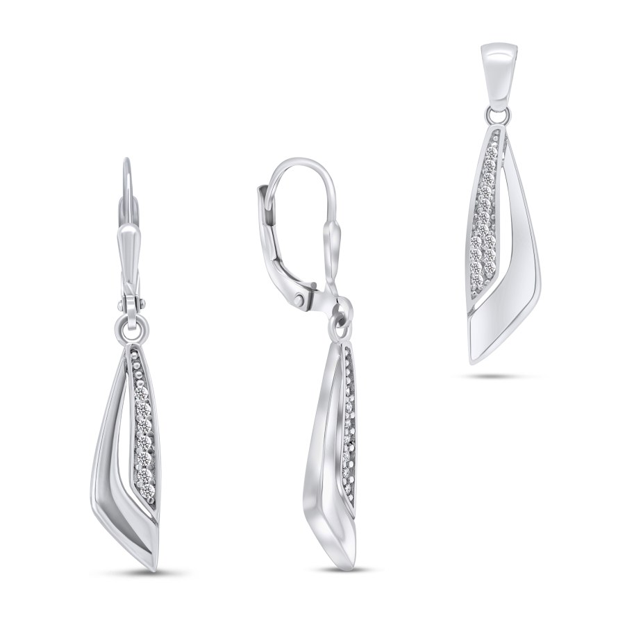 Brilio Silver Blýštivý stříbrný set šperků SET204W (přívěsek, náušnice) - Náušnice Visací náušnice