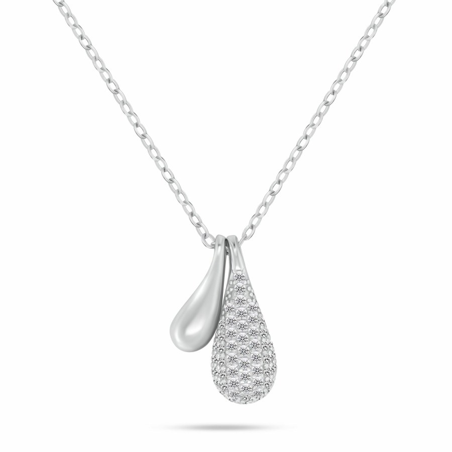 Brilio Silver Dámský stříbrný náhrdelník se zirkony Tear Drop NCL169W