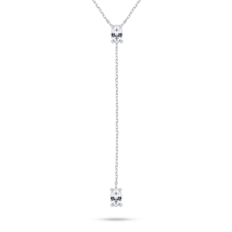Brilio Silver Dlouhý stříbrný náhrdelník se zirkony NCL145W - Náhrdelníky