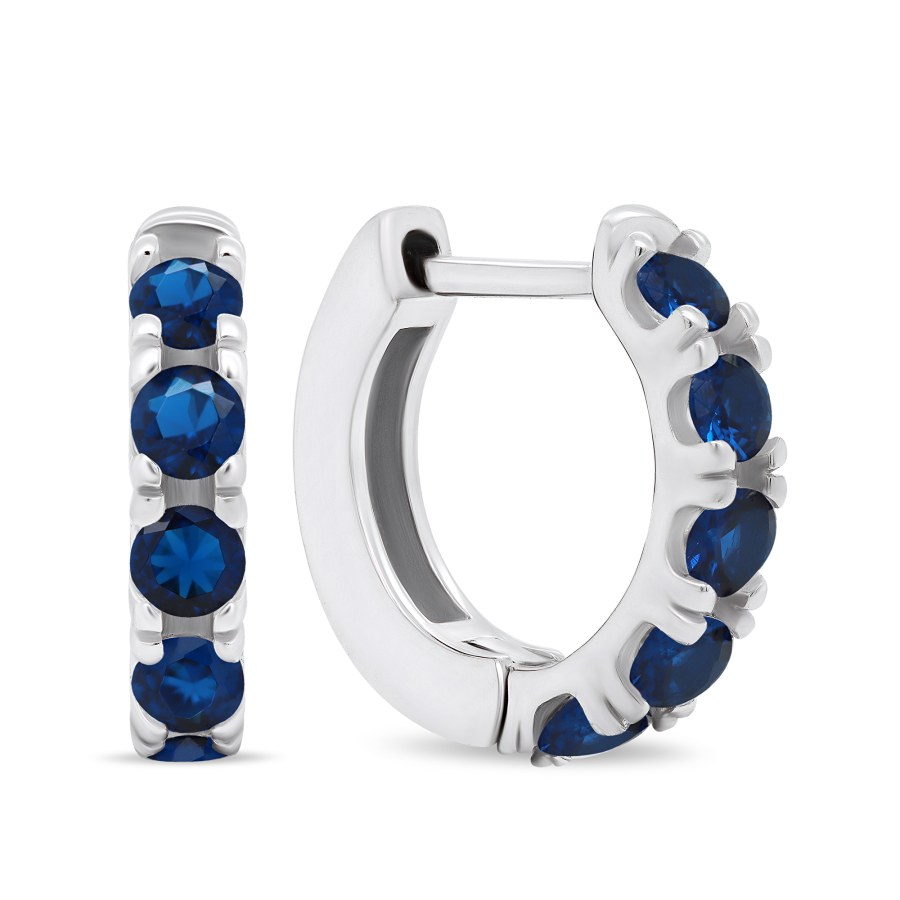 Brilio Silver Drobné stříbrné kroužky s modrými zirkony EA481WB - Náušnice Kruhy