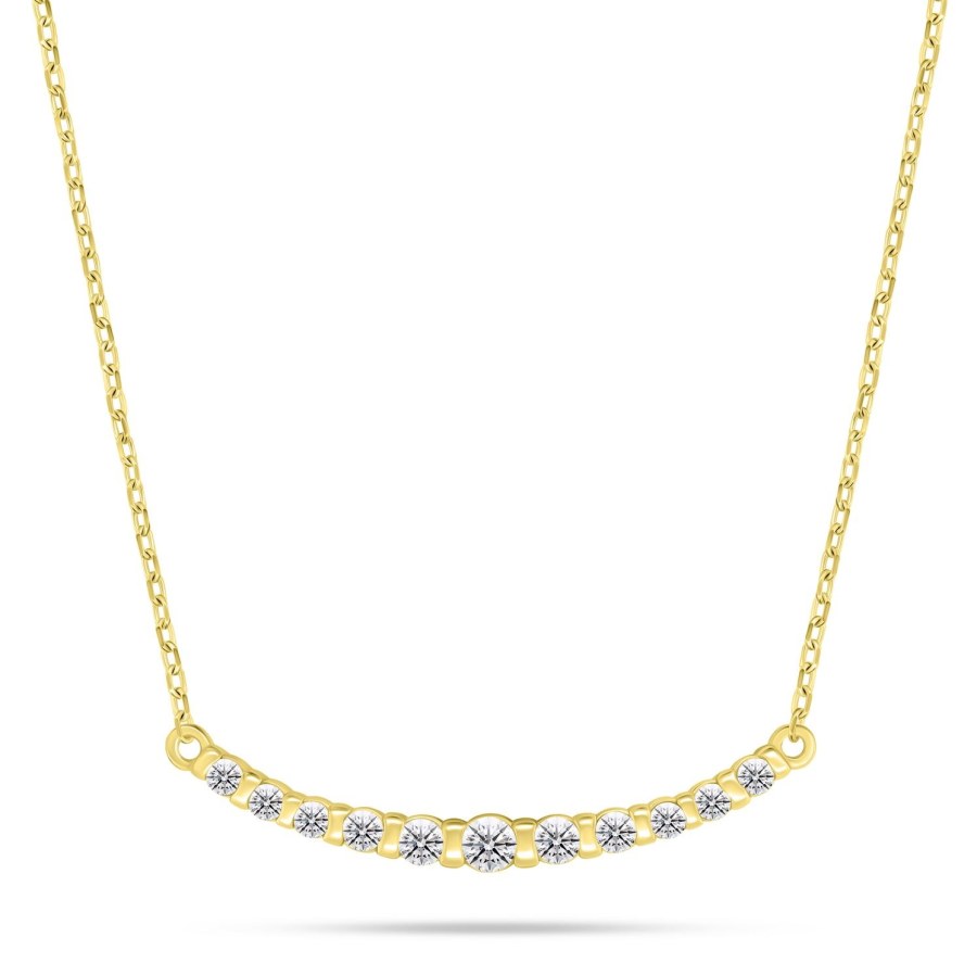 Brilio Silver Elegantní pozlacený náhrdelník s čirými zirkony NCL159Y - Náhrdelníky