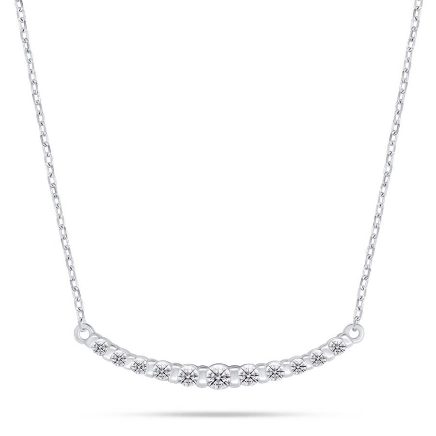 Brilio Silver Elegantní stříbrný náhrdelník s čirými zirkony NCL159W - Náhrdelníky