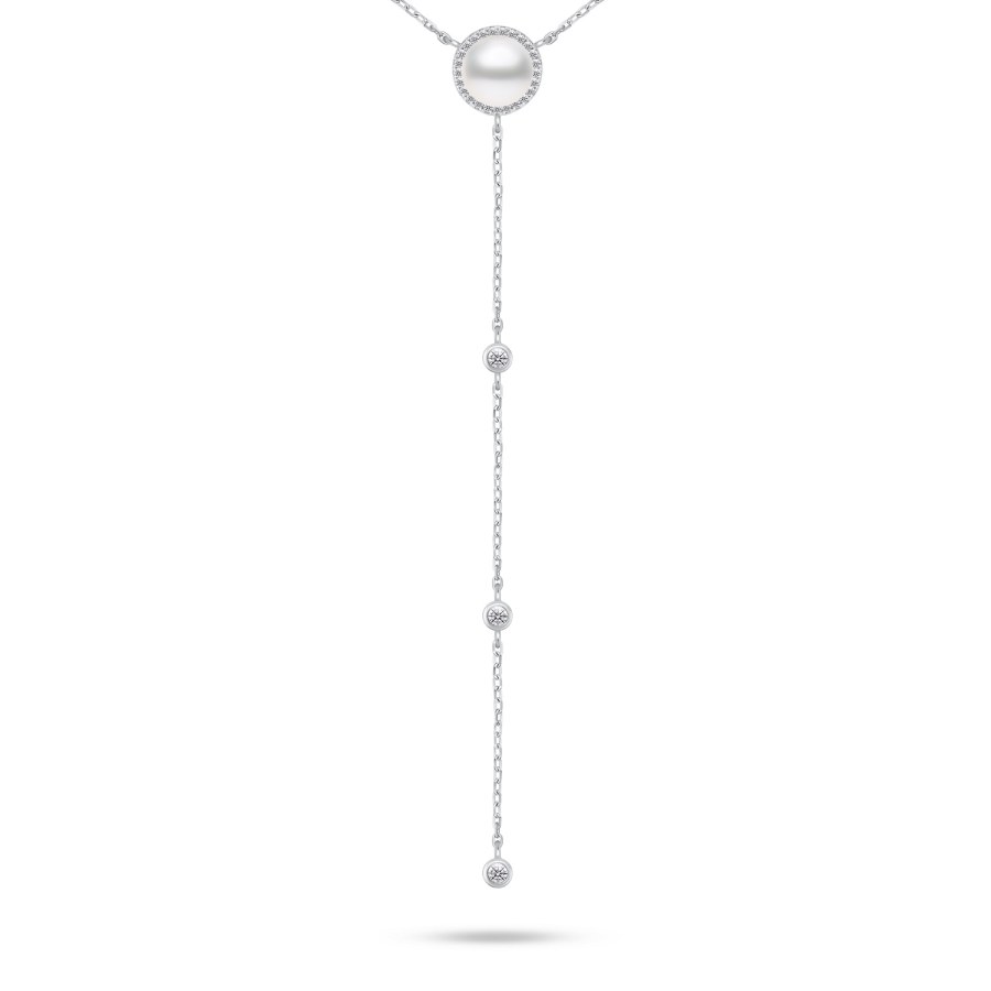 Brilio Silver Elegantní stříbrný náhrdelník s pravou perlou NCL124W (řetízek, přívěsek) - Náhrdelníky