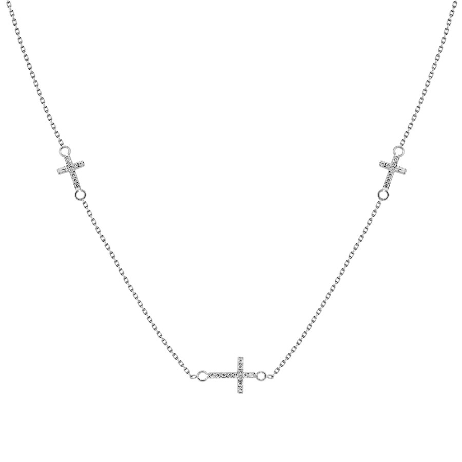 Brilio Silver Elegantní stříbrný náhrdelník se zirkony NCL27W - Náhrdelníky