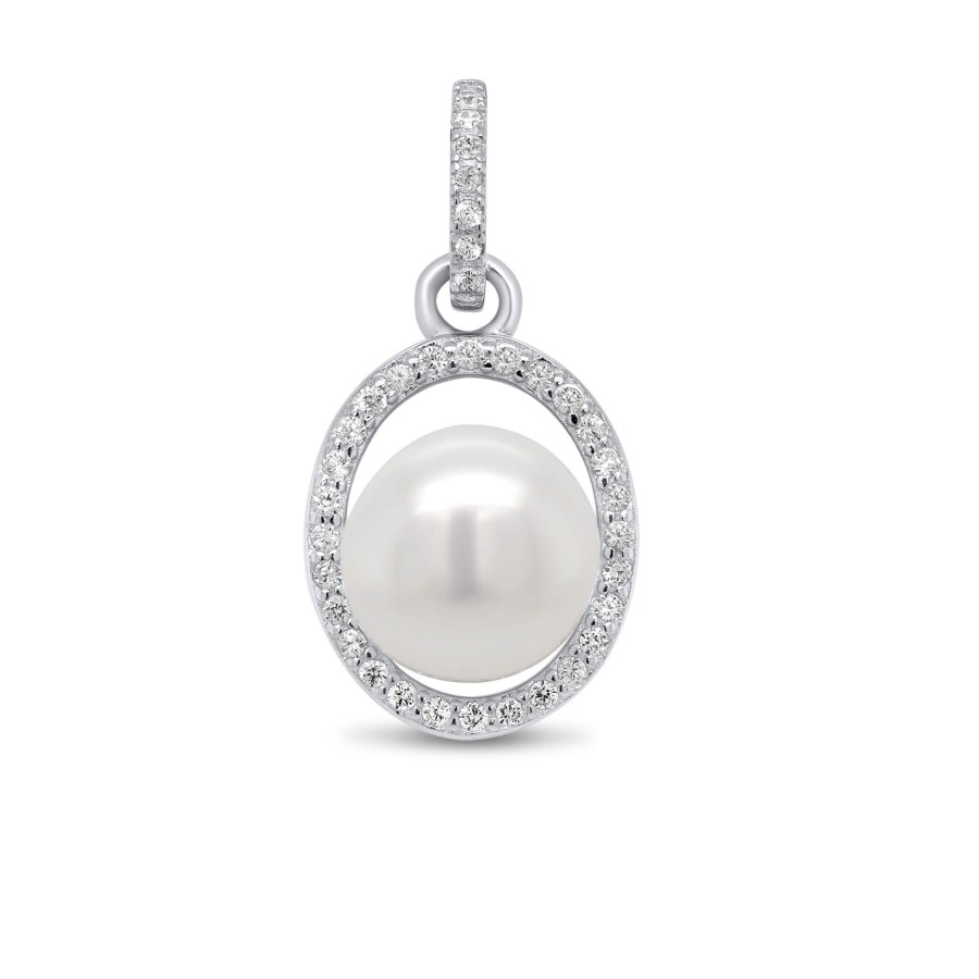 Brilio Silver Elegantní stříbrný přívěsek se zirkony a perlou PT02 - Přívěsky a korálky