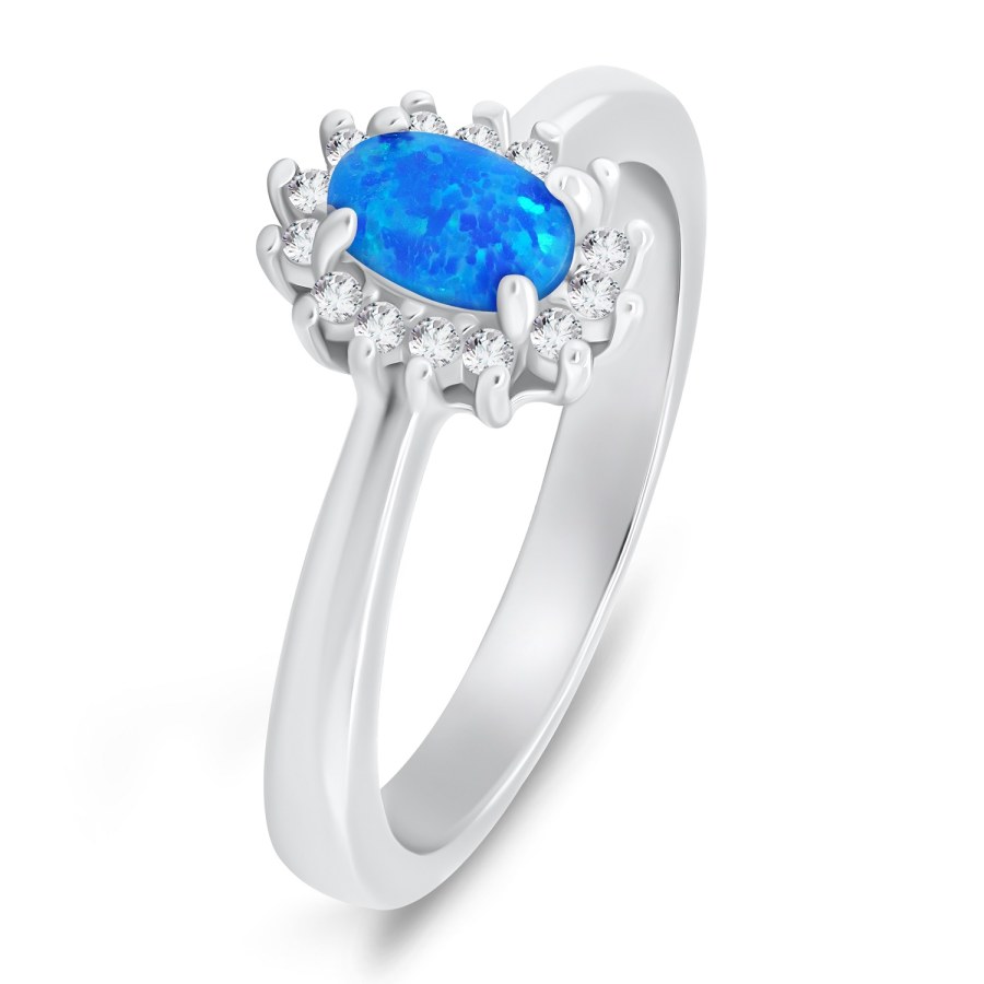 Brilio Silver Elegantní stříbrný prsten s opálem a zirkony RI106WB 52 mm - Prsteny Prsteny s kamínkem