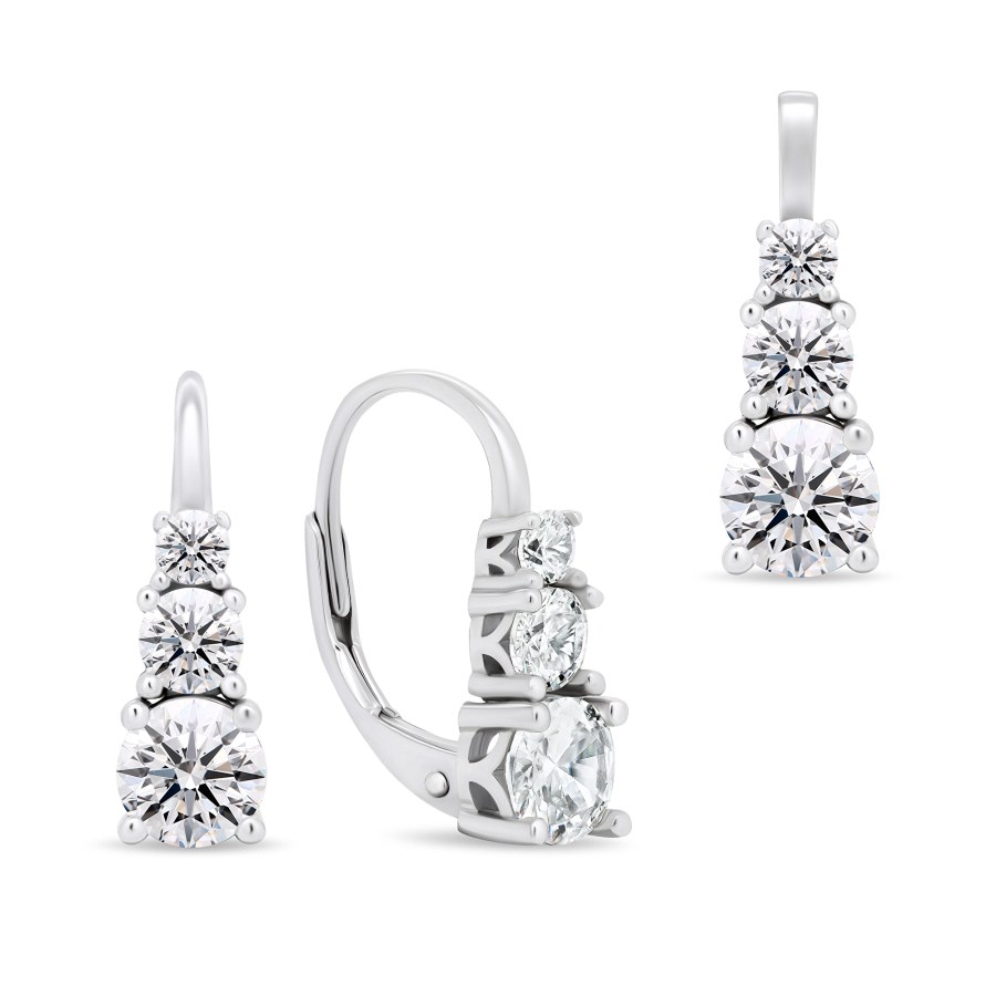 Brilio Silver Elegantní stříbrný set šperků se zirkony SET221W (náušnice, přívěsek) - Náušnice Visací náušnice