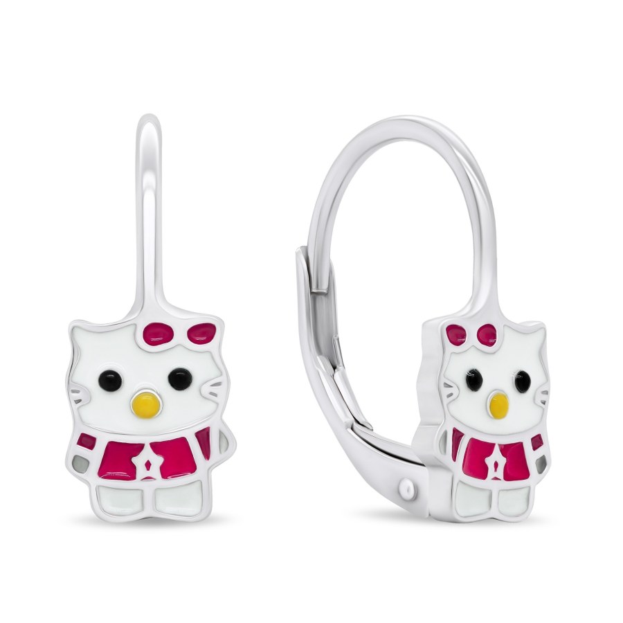 Brilio Silver Hravé stříbrné náušnice pro dívky Kočičky EA434W - Náušnice Visací náušnice