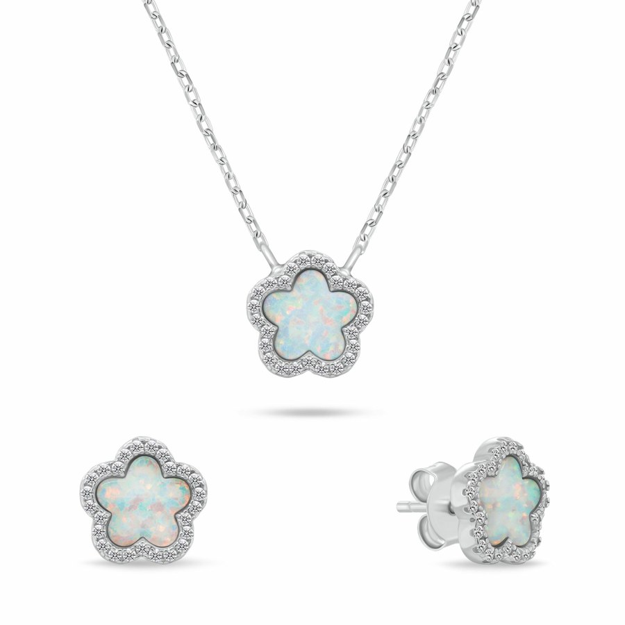 Brilio Silver Jedinečný set šperků s bílými opály SET289W (náušnice, přívěsek) Brilio Silver Jedinečný set šperků s bílými opály SET289W (náušnice, přívěsek) - Náušnice Pecky