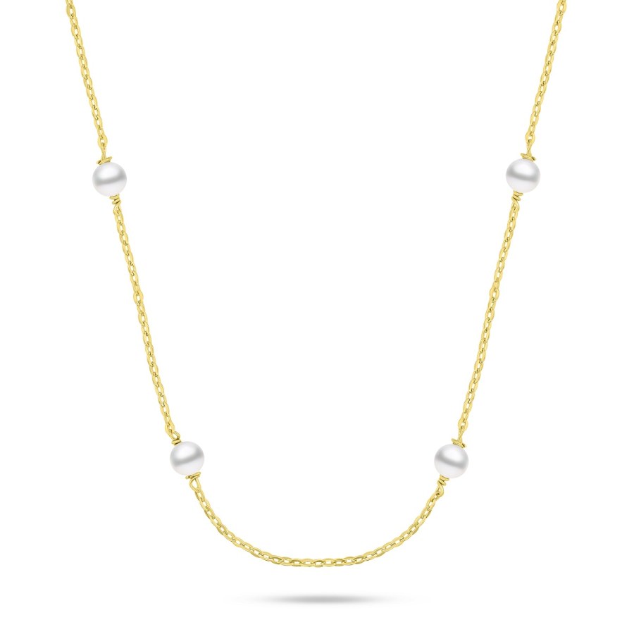 Brilio Silver Jemný pozlacený náhrdelník s Majorica perlami NCL141Y - Náhrdelníky
