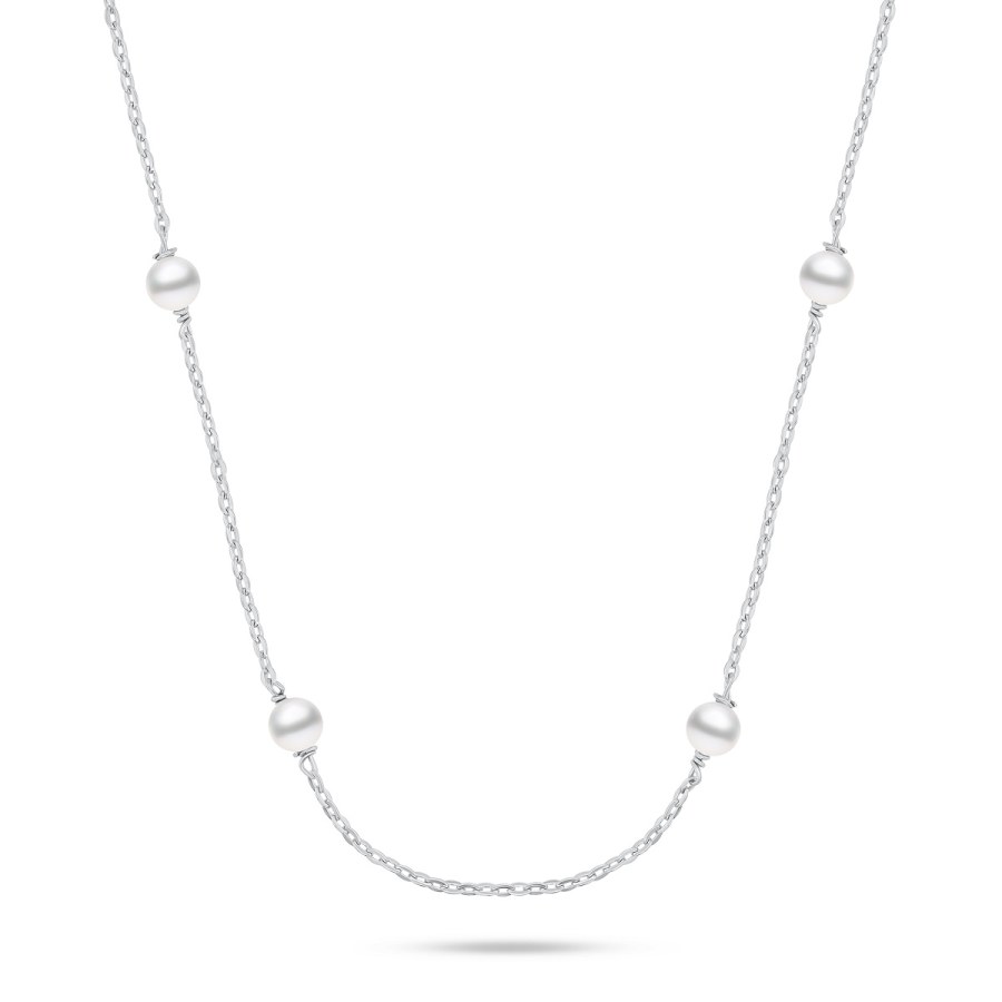 Brilio Silver Jemný stříbrný náhrdelník s Majorica perlami NCL141W - Náhrdelníky